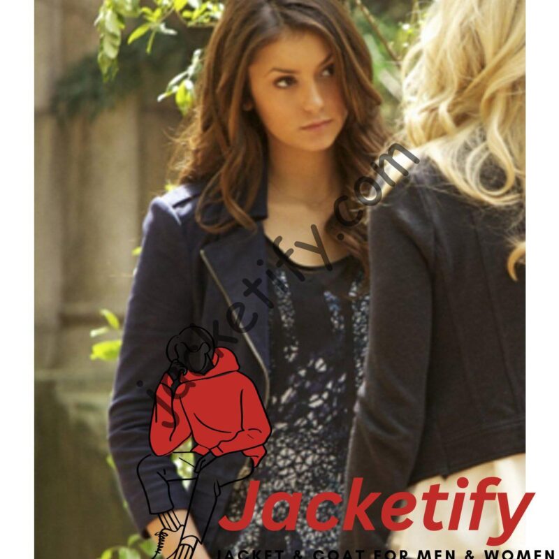 The Vampire Diaries S05 Nina Dobrev Navy Suede Jacket