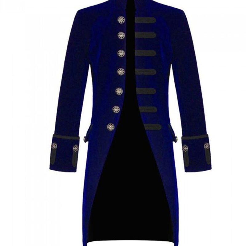 Men’s Victorian Steampunk Gothic Blue Velvet Coat