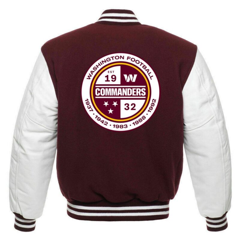 Washington Commanders Maroon and White Letterman Jacket