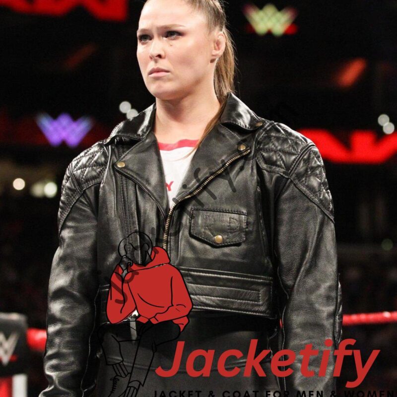 Ronda Rousey Cropped Quilted Leather Jacket